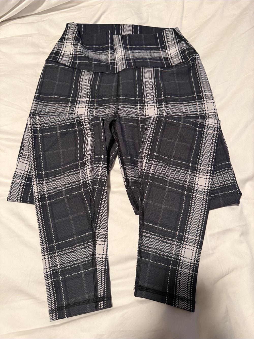 ALO Plaid High-Waist Women’s Leggings - Black & White - Size S